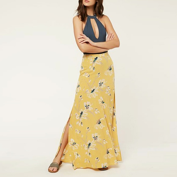 O'Neill Dresses & Skirts - O'neill Ashton Yellow Floral Print Maxi Skirt